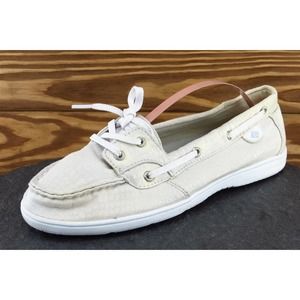 Sperry Top sider Shoes Sz 5.5 M Beige Boat Shoe Fabric Men Shoresider